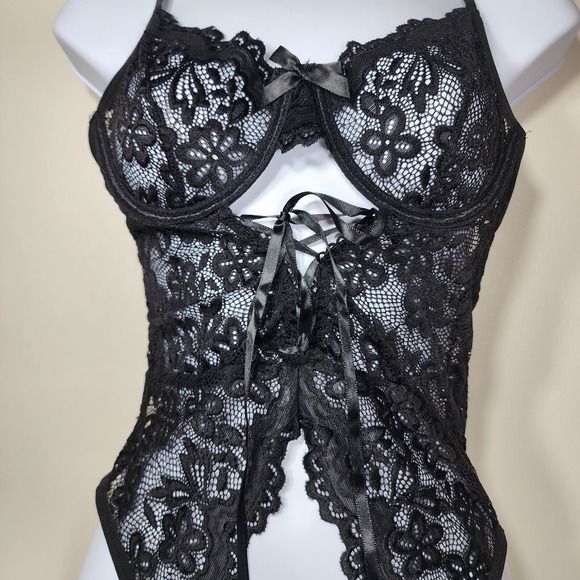 BNWOT Gorgeous black Underwired bodysuit top Lingerie size S teddy Babydoll - Picture 3 of 9